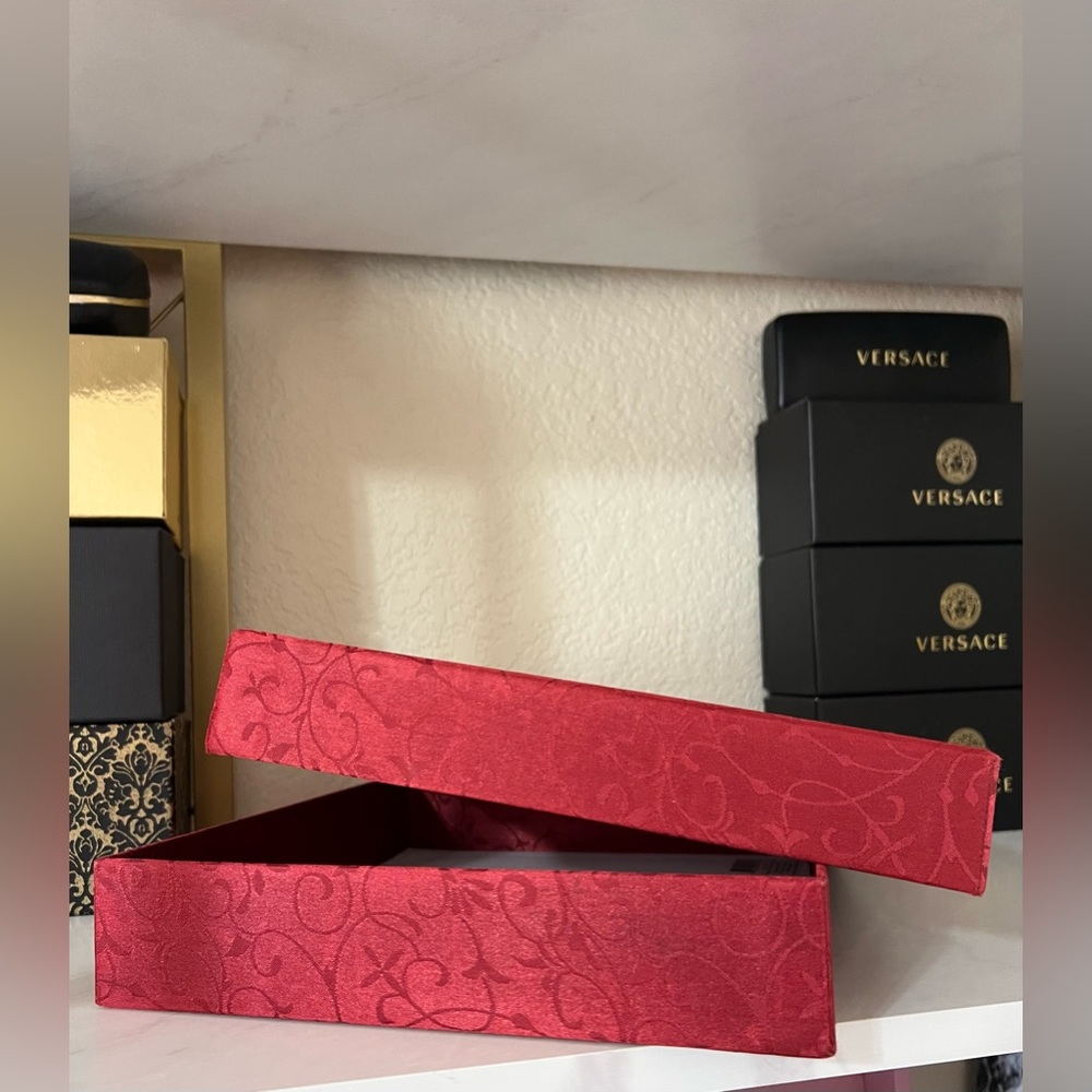 Red Cloth Floral Storage Box